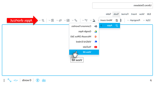 对话框，其中包含类似于Microsoft Word的编辑带和菜单栏，工具位于其中. 查看全部在工具菜单的底部，或者你可以在菜单中按一次V